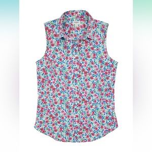 J. Crew Factory Sleeveless Floral cotton poplin shirt in signature fit